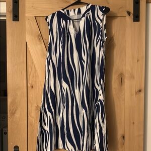 Navy and White Sleeveless Dress